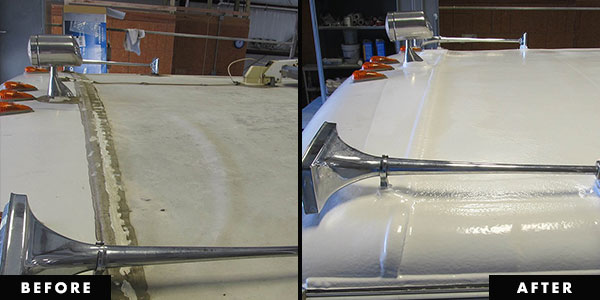 image showing before and after flexarmor added to motorhome roof