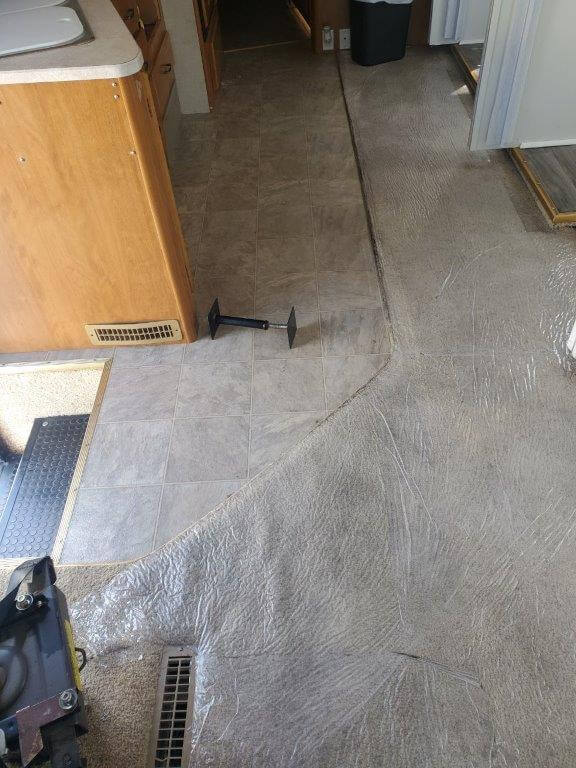 RV floor before replacement